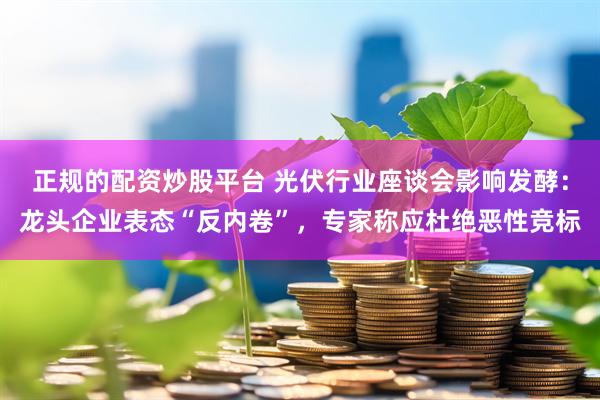 正规的配资炒股平台 光伏行业座谈会影响发酵：龙头企业表态“反内卷”，专家称应杜绝恶性竞标